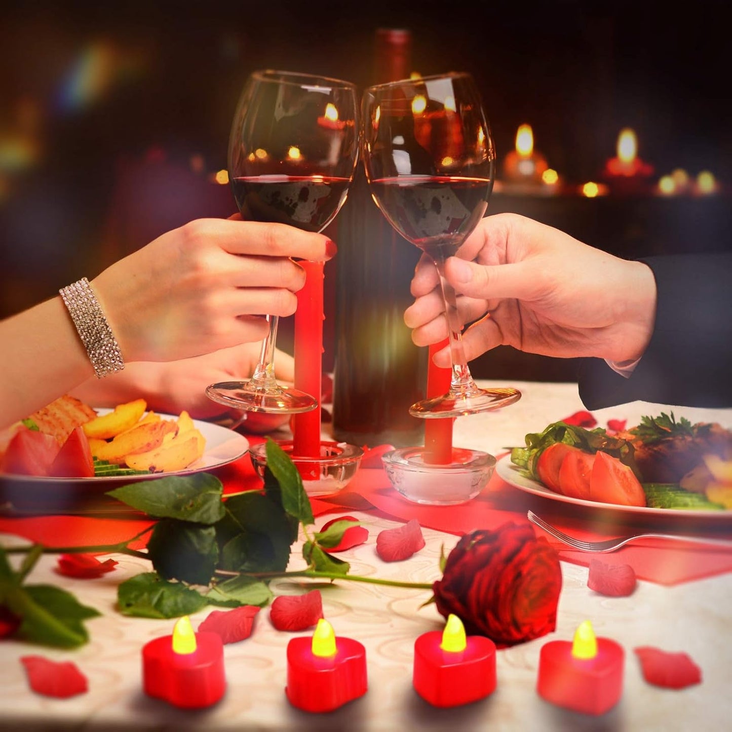 1000 Pétalos Rosas con Velas LED Corazón Decoración