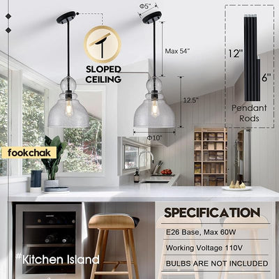 Lámpara colgante techo negra vidrio soplado cocina comedor