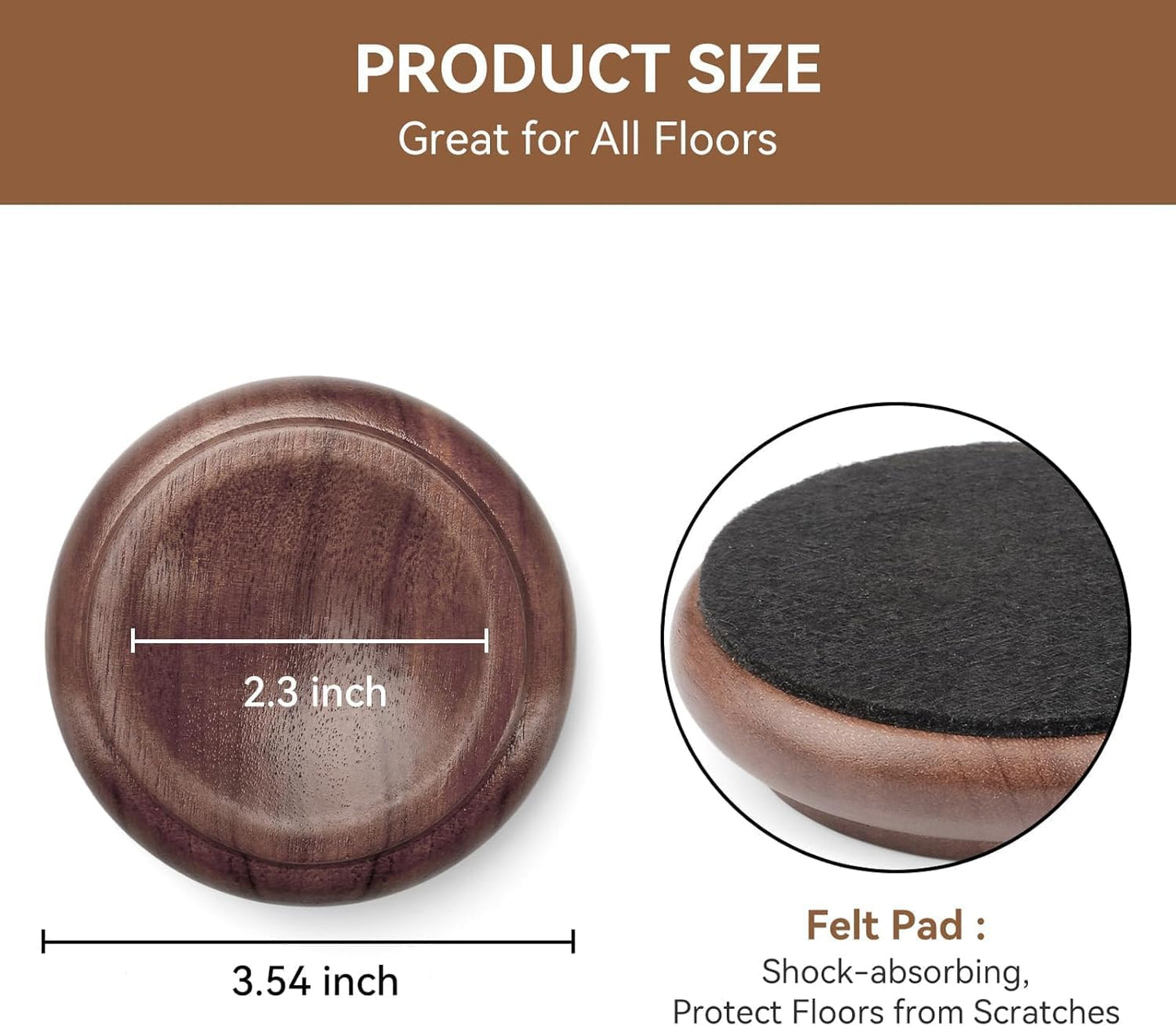 4 Pzas Tazas Ruedas Madera Fieltro Antiderrap