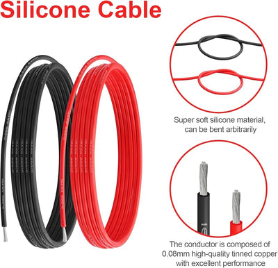 Cable silicona 16 AWG rojo y negro 10pies núcleo cobre estañado