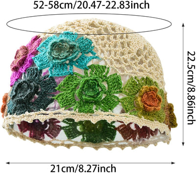 Gorro ganchillo flores elegante para compras al aire libre