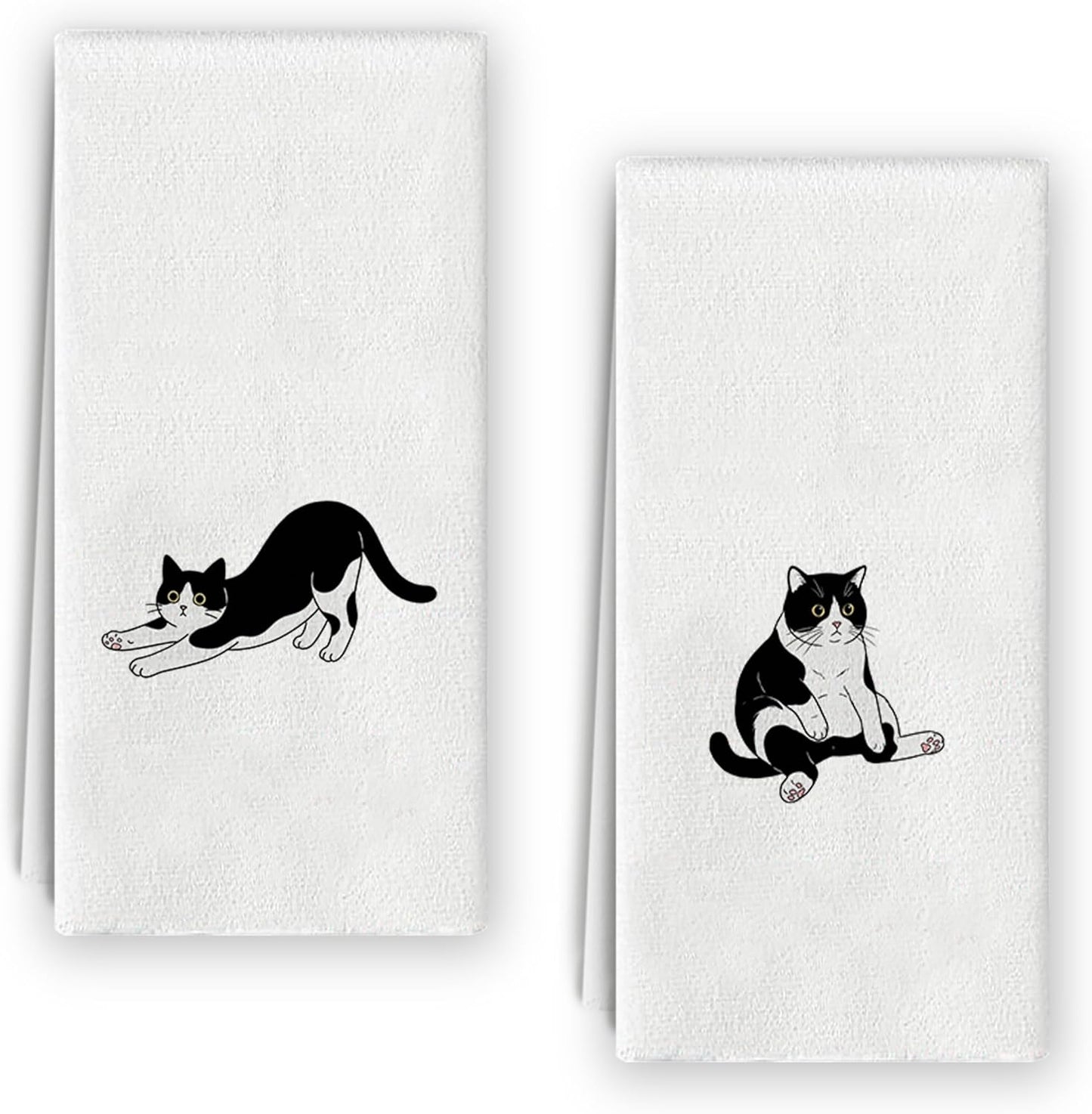 Toallas cocina gato tuxedo 16x24 pulg blanca y negra