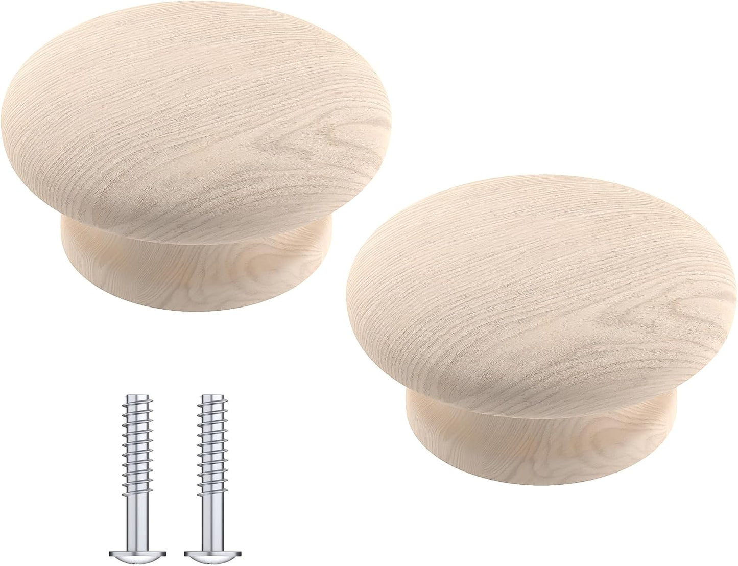 Pomo madera natural para cocina baño y mueble 2 Uds