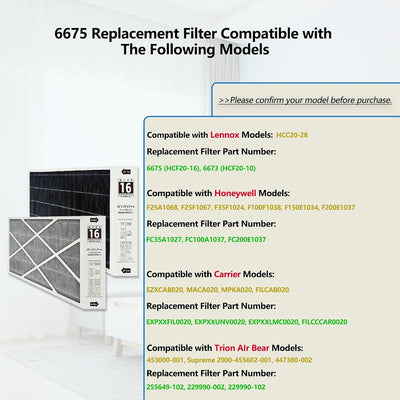 2 Filtros Aire MERV 16 20x25x5pulg Comp Lennox X6675