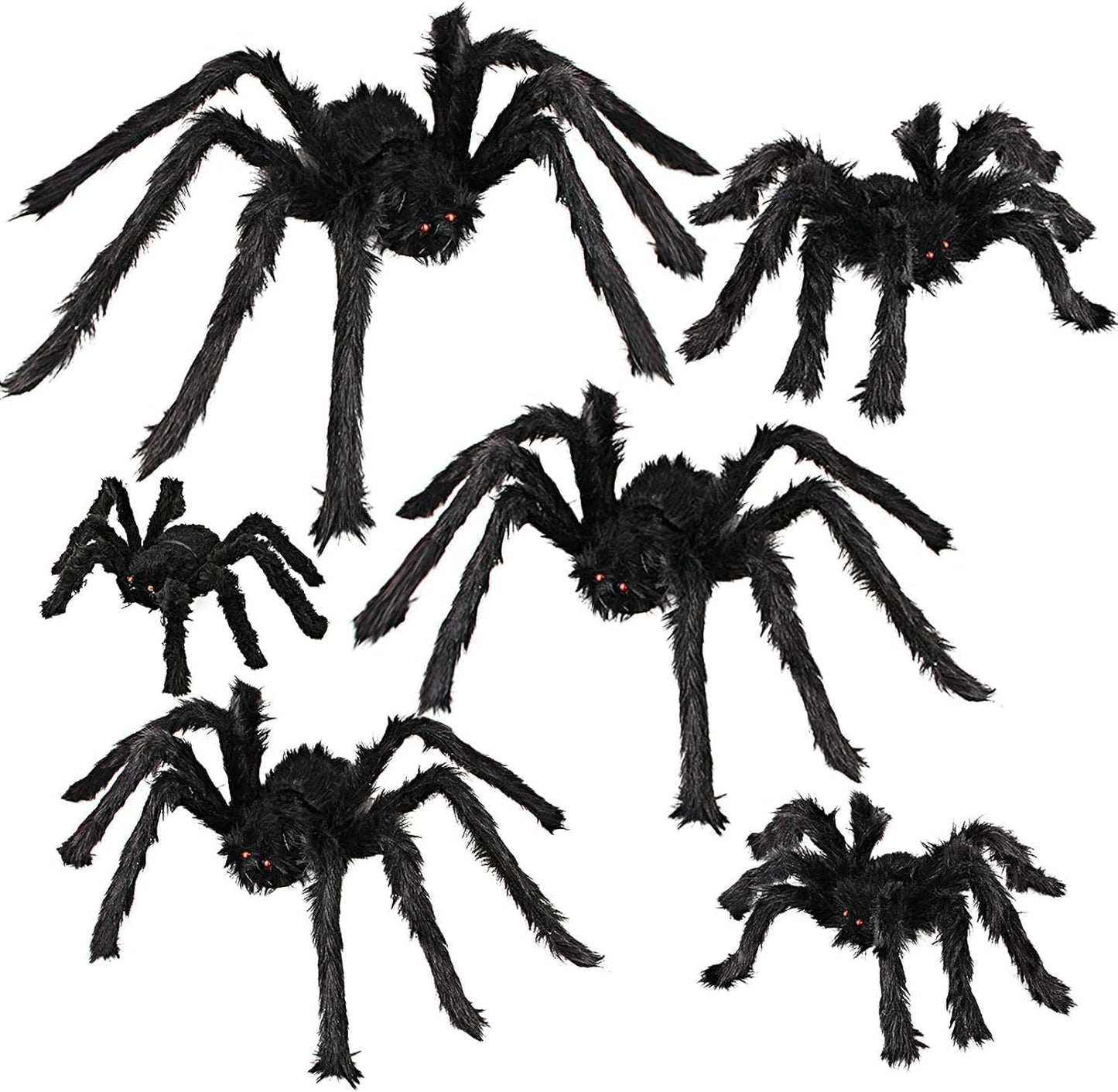 6 Arañas Peludas Realistas para Halloween Interior Exterior