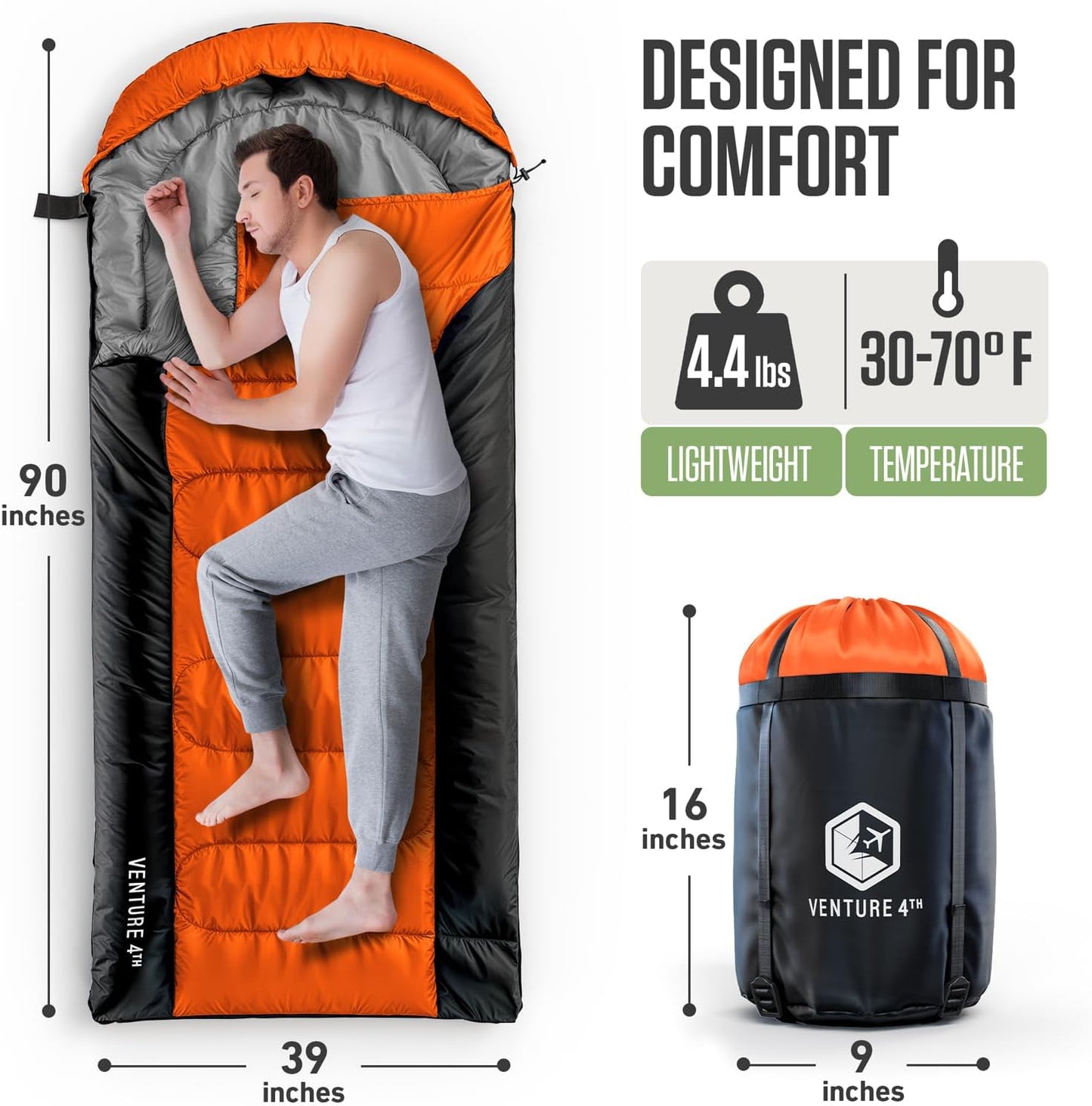 Saco dormir XXL ligero para adultos y parejas