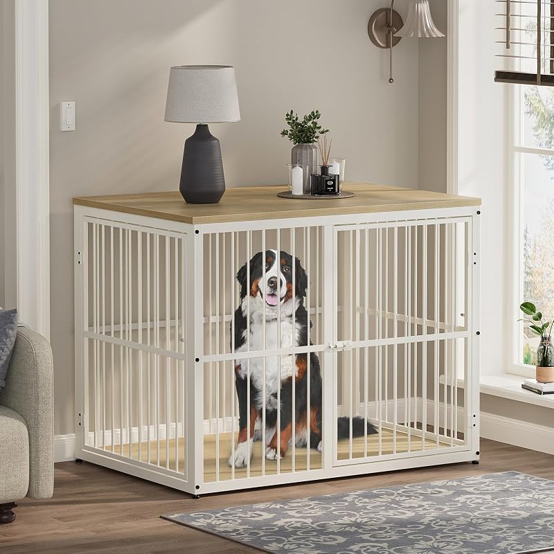 Jaula perros 43pulg 3 puertas mesa auxiliar madera