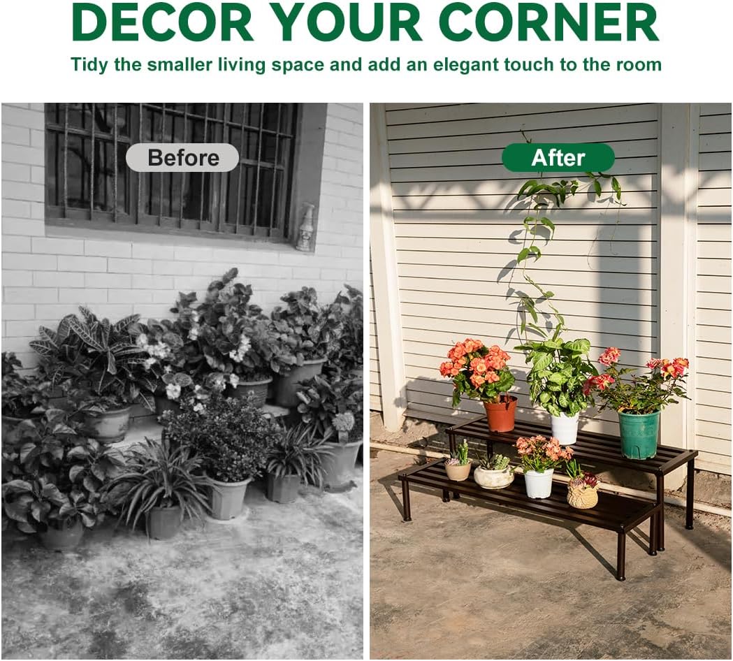Soporte plantas aluminio resistente óxido sala jardín ébano