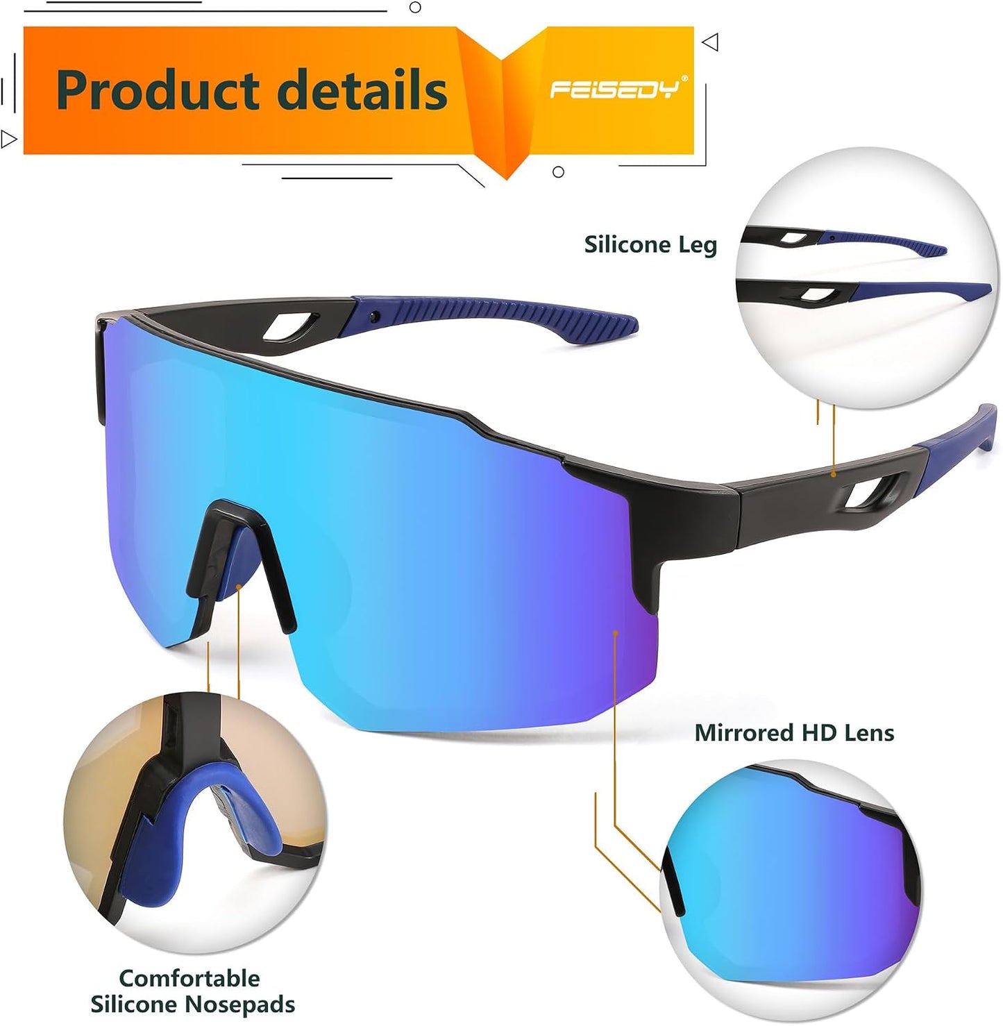 Gafas sol deportivas UV400 B2388 para hombres mujeres