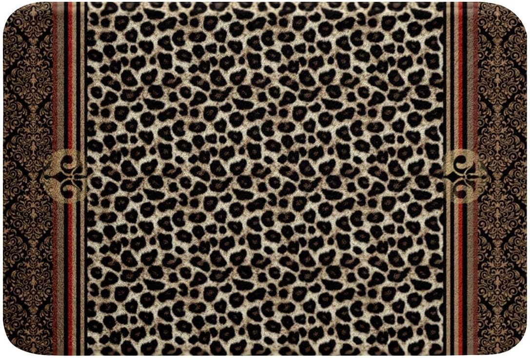Tapete baño antideslizante estampado leopardo 16x24pulg