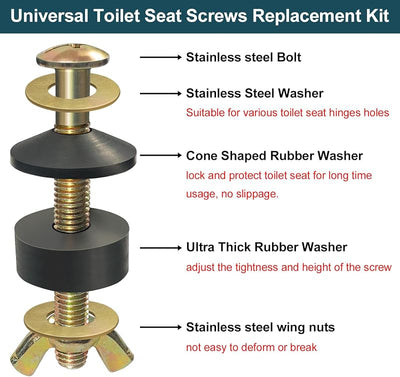 Kit repuesto pernos asiento inodoro metal con elevador