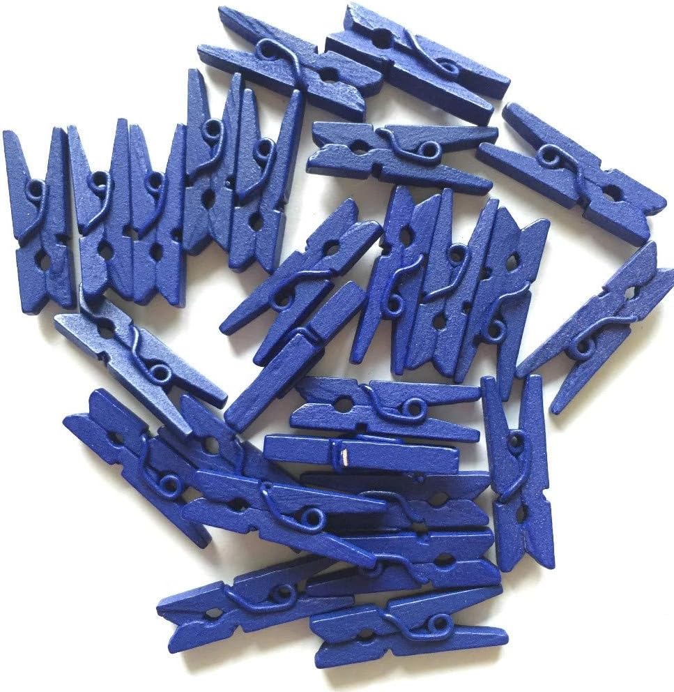 100 Pzas Mini Clips Madera Colores para Ropa y Manualidades Azul