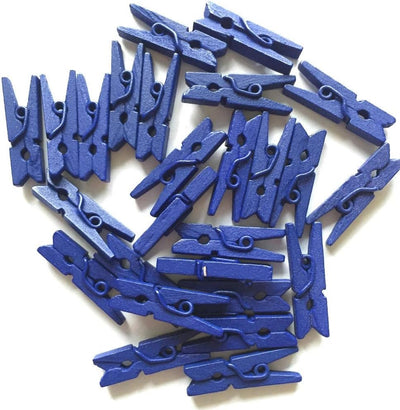 100 Pzas Mini Clips Madera Colores para Ropa y Manualidades Azul