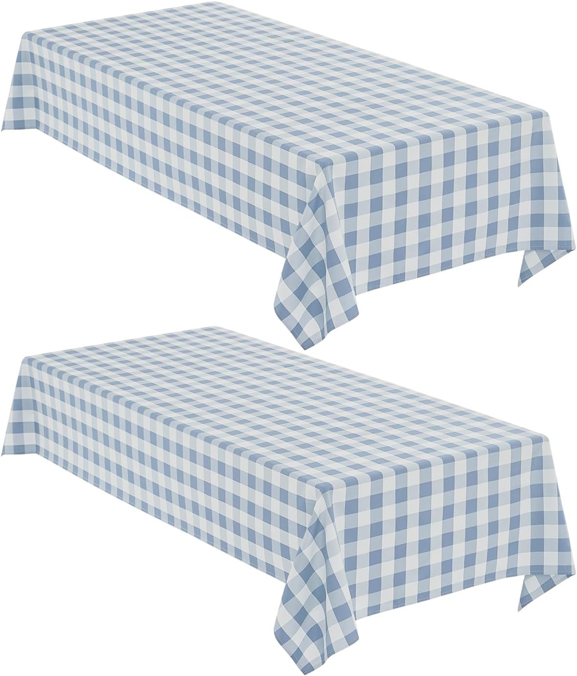 Pack 2 mantel cuadros gingham impermeable 60x120 azul claro