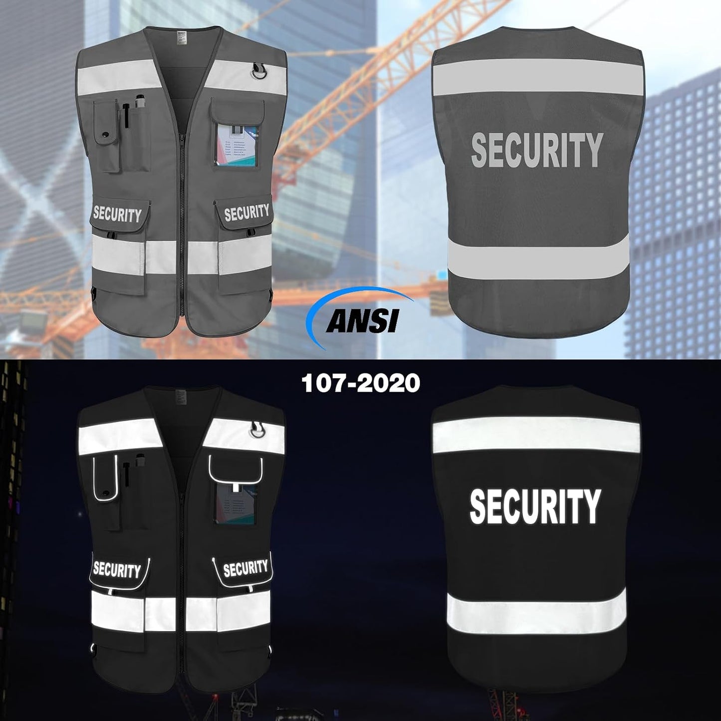 Chaleco seguridad alta visibilidad 9 bolsillos reforzado