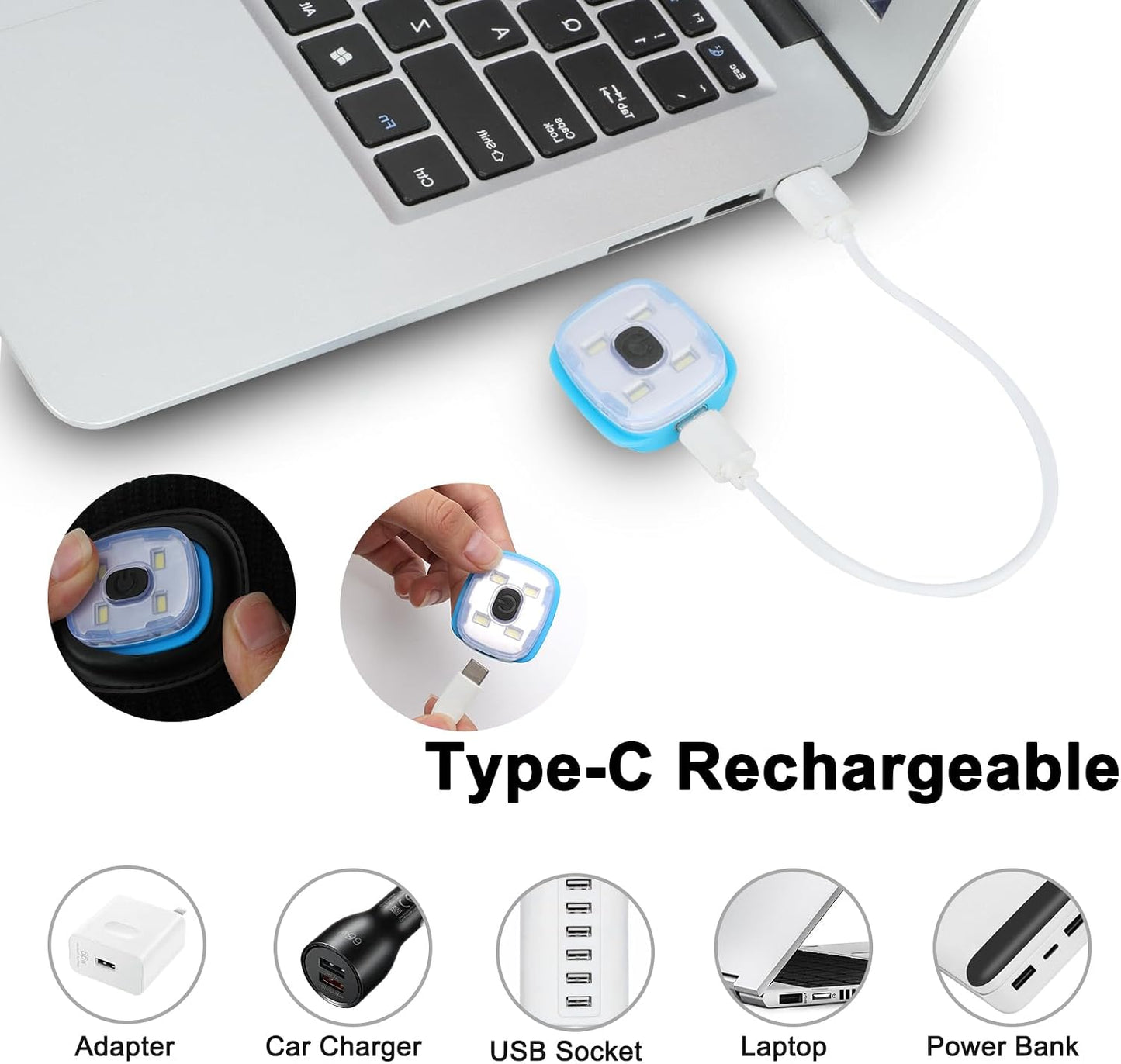 Diadema LED recargable tipo C para deportes al aire libre