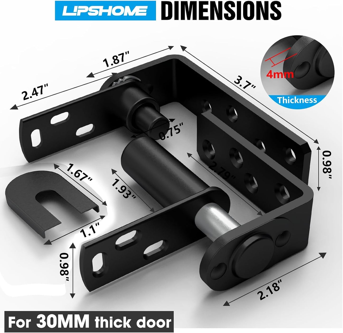Bisagra puerta oscilante auto cerrante acero inox 304 negro
