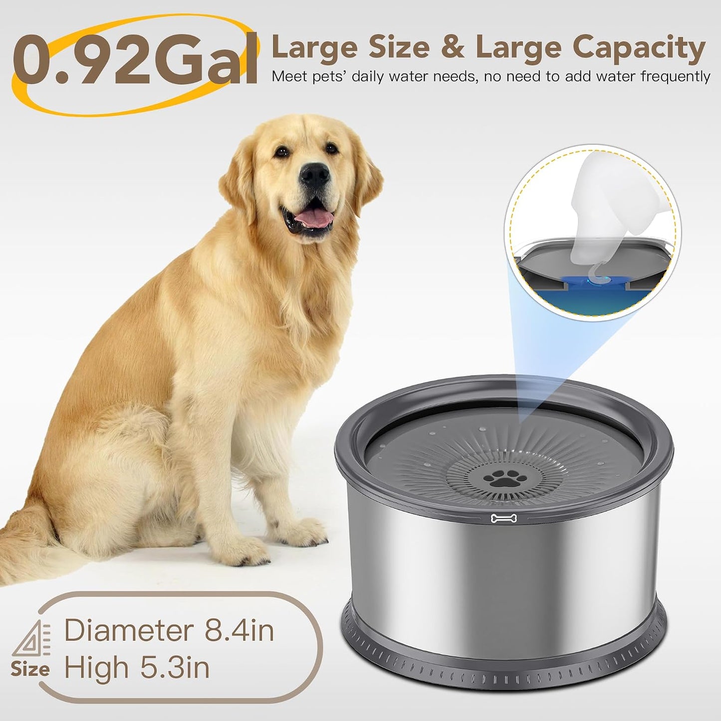 Tazón agua perros 3.5L acero inox sin derrames