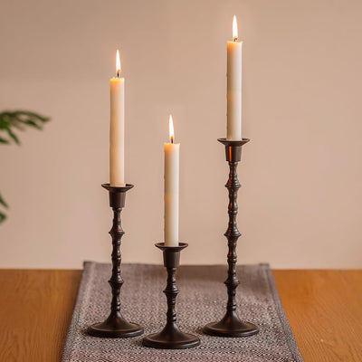 Portavelas negro cónico gótico set 3 para candelabros