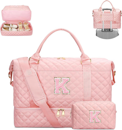 Bolso lona acolchado mujer compartimento zapatos rosa