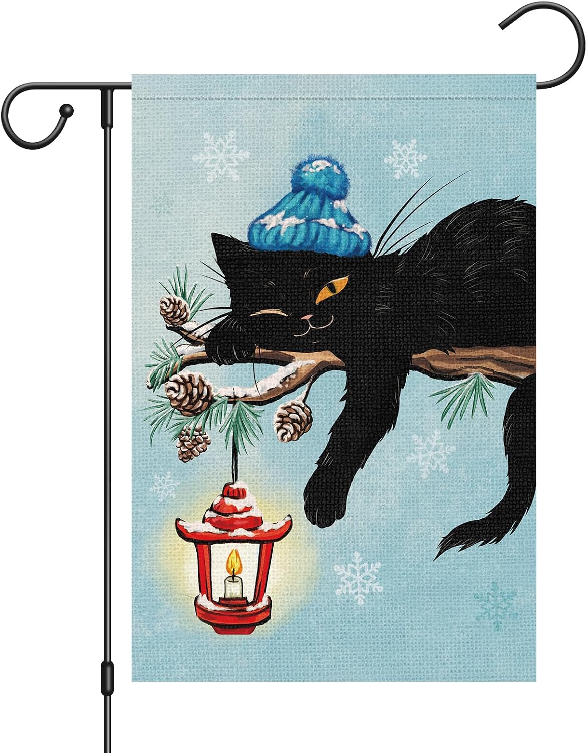 Bandera jardín 12x18pulg doble cara con gato negro