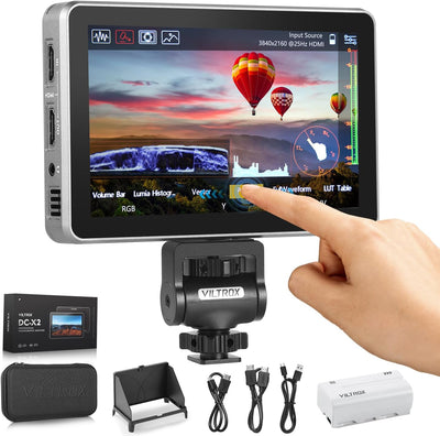 Monitor táctil 6 pulg 4K HDMI 2000nits con batería y capucha