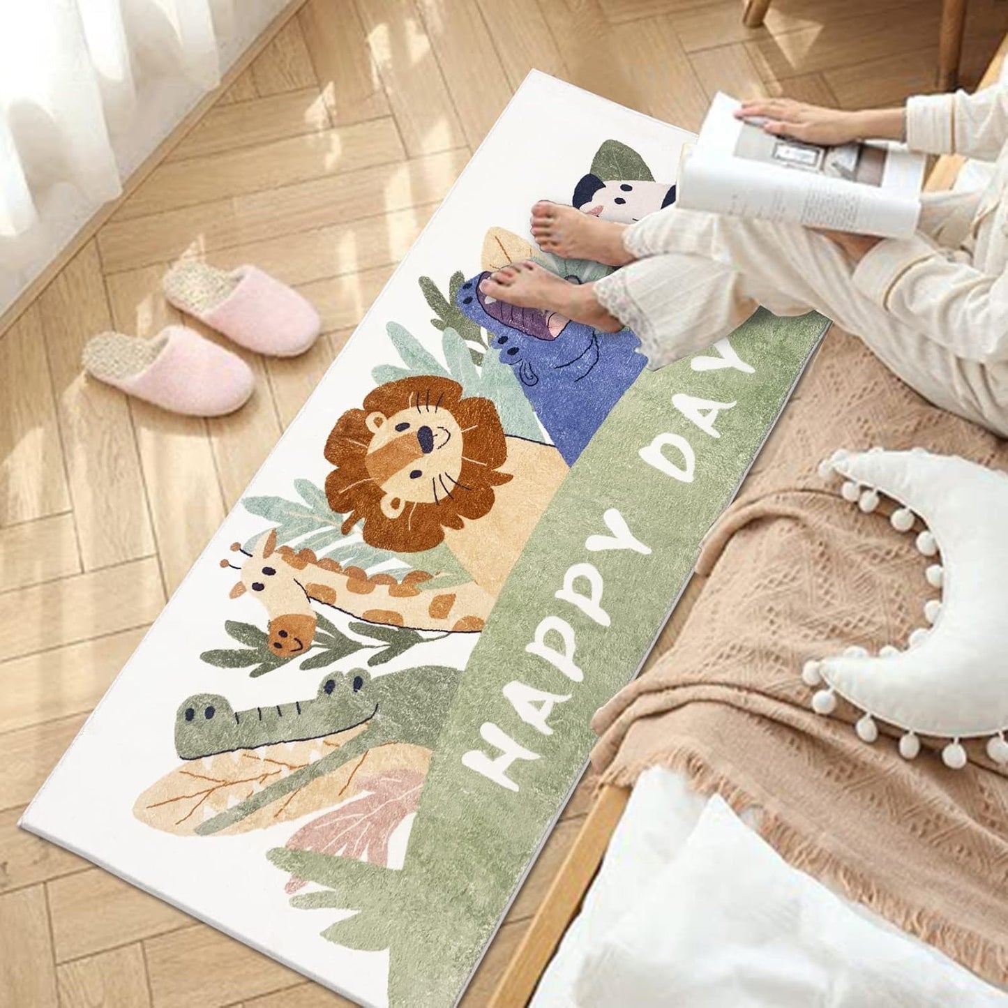 Alfombra pasillo niños 2.6x5.3pies antiderrap lavable