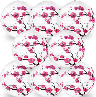 8 Linternas papel diseño cereza china estilo oriental