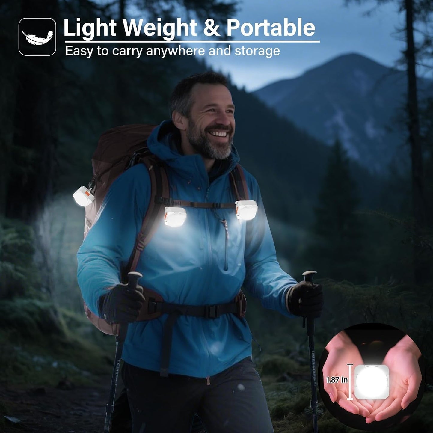 6 Pzas Luces camping recargables mini linterna led