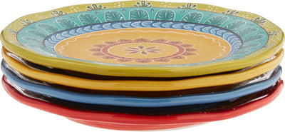 Set 4 platos cerámica postre 8.75" estilo bohemio