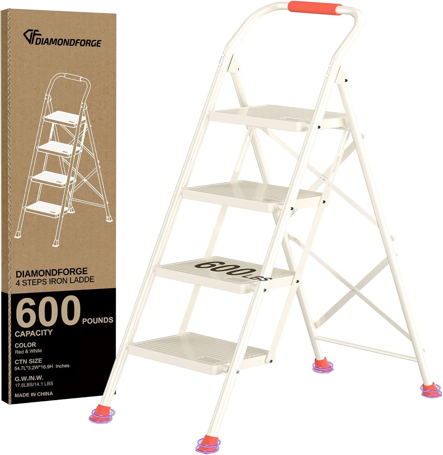 Escalera plegable con pasamanos 600lb para hogar
