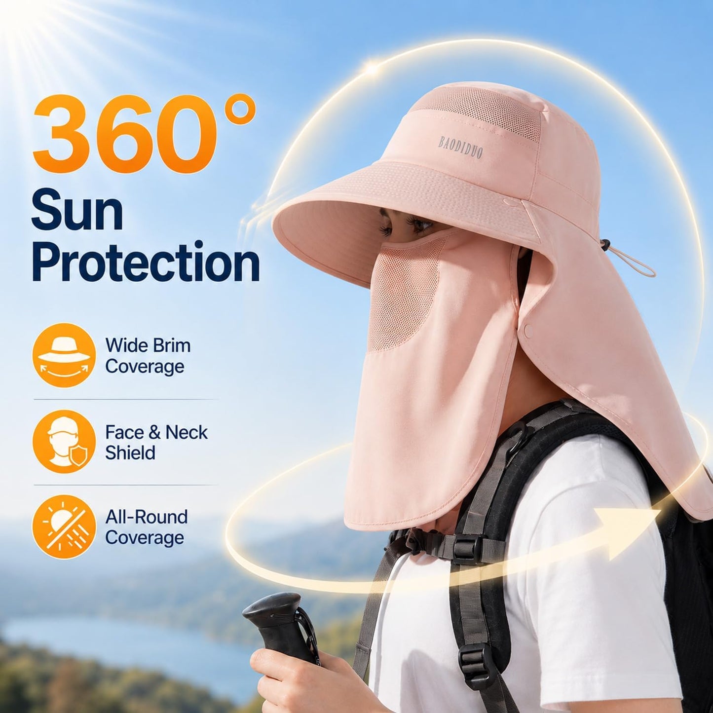 Sombrero sol ancha ala mujer UV visera pesca jardín