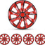 Tapacubos R15 Universal Set 4 ABS Laca Roja y Negra