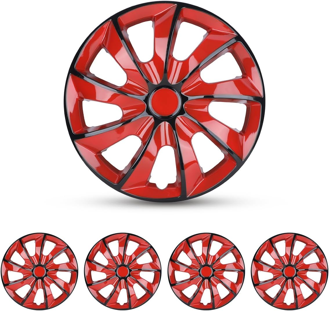 Tapacubos R15 Universal Set 4 ABS Laca Roja y Negra