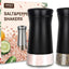 Salero pimentero negro vidrio tapas acero inox coctelera