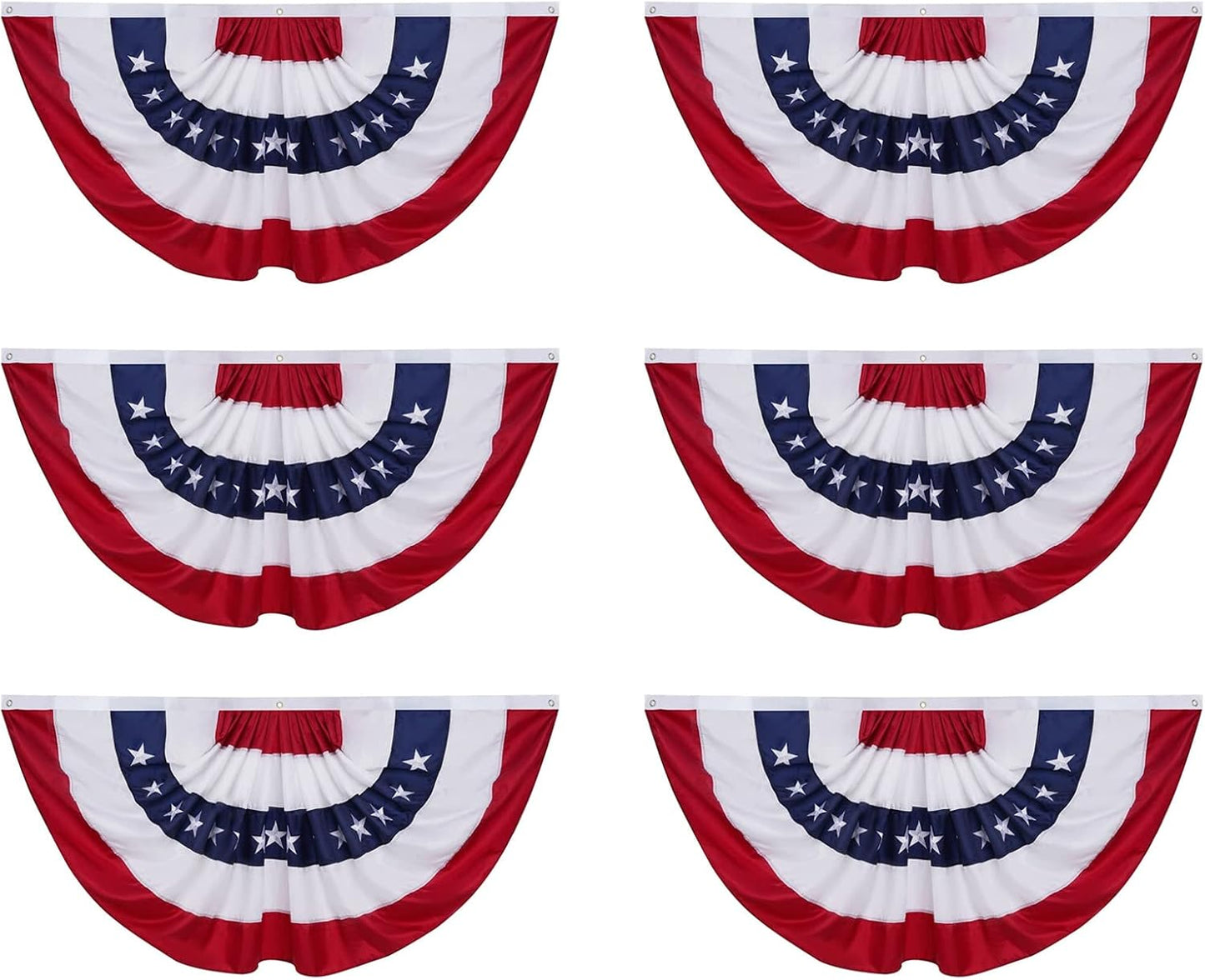 6 Banderas EE.UU. 3x6ft plisadas estrellas bordadas