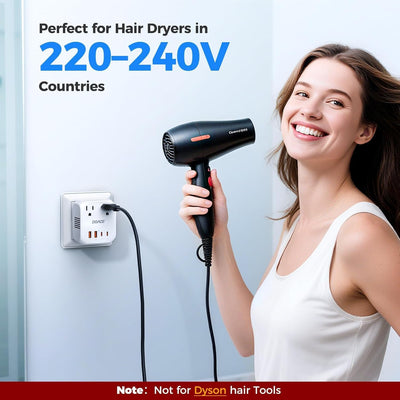 Convertidor voltaje 220V a 110V viaje Europa con 2 enchufes PD