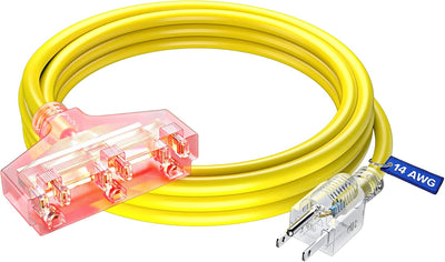 Cable extensión 10ft múltiples tomas SJTW 14 amarillo ETL