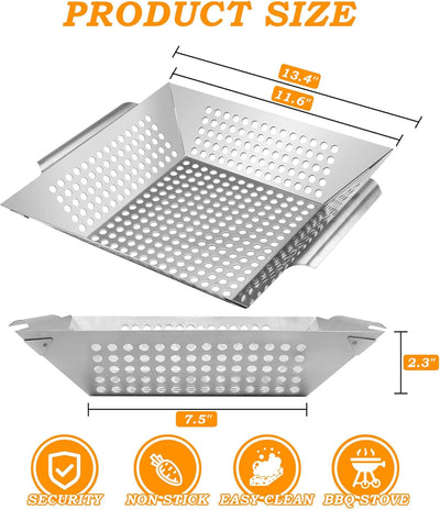 Cesta parrilla acero inox 13.4pulg asar verduras pescados