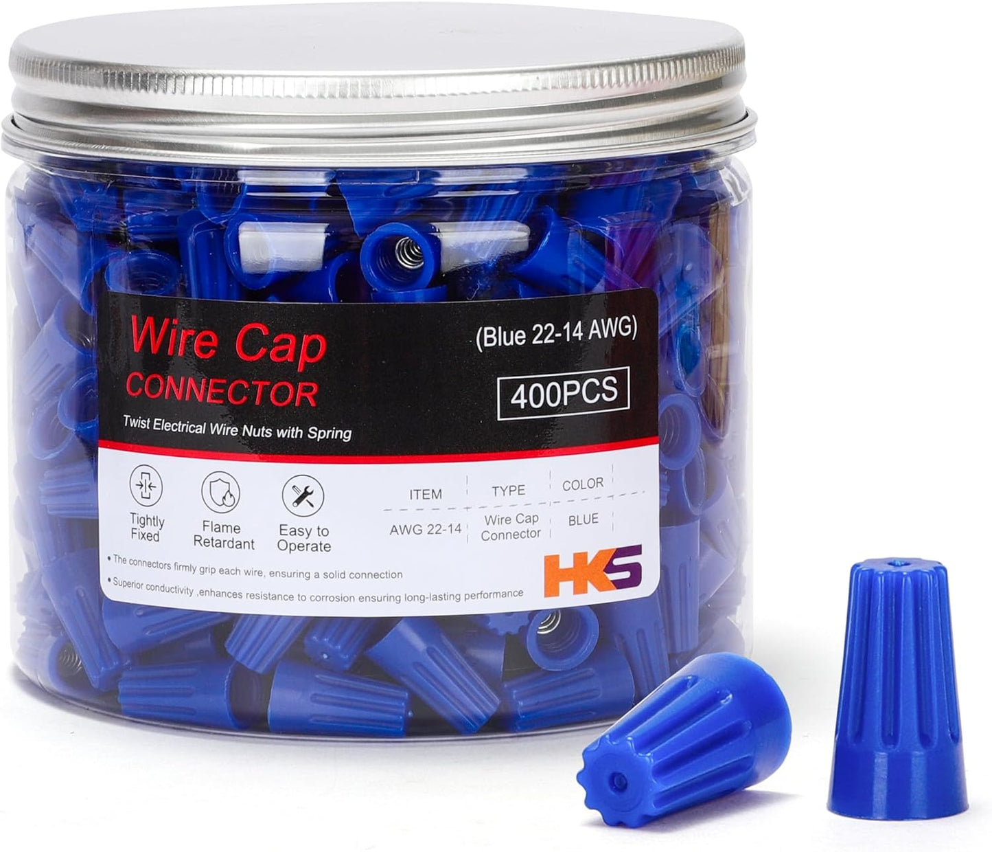 400 Tapas Alambre Azules AWG 22-14 Conectores Eléctricos Rapidos