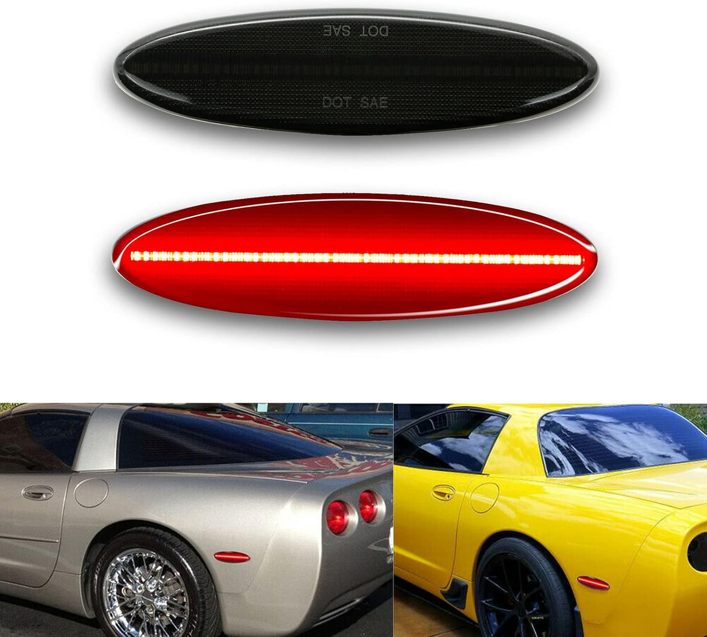 2 Luces LED Ahumadas Rojas para Guardabarros Corvette C5 Z