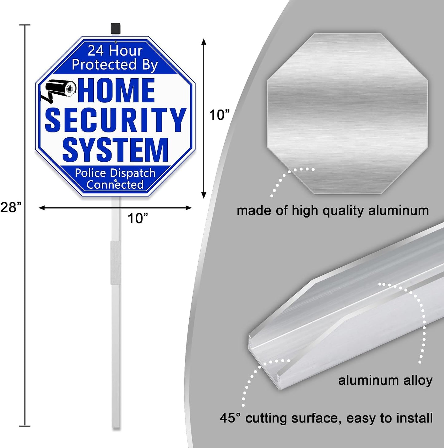 Letrero seguridad patio 10x28 metal con estaca