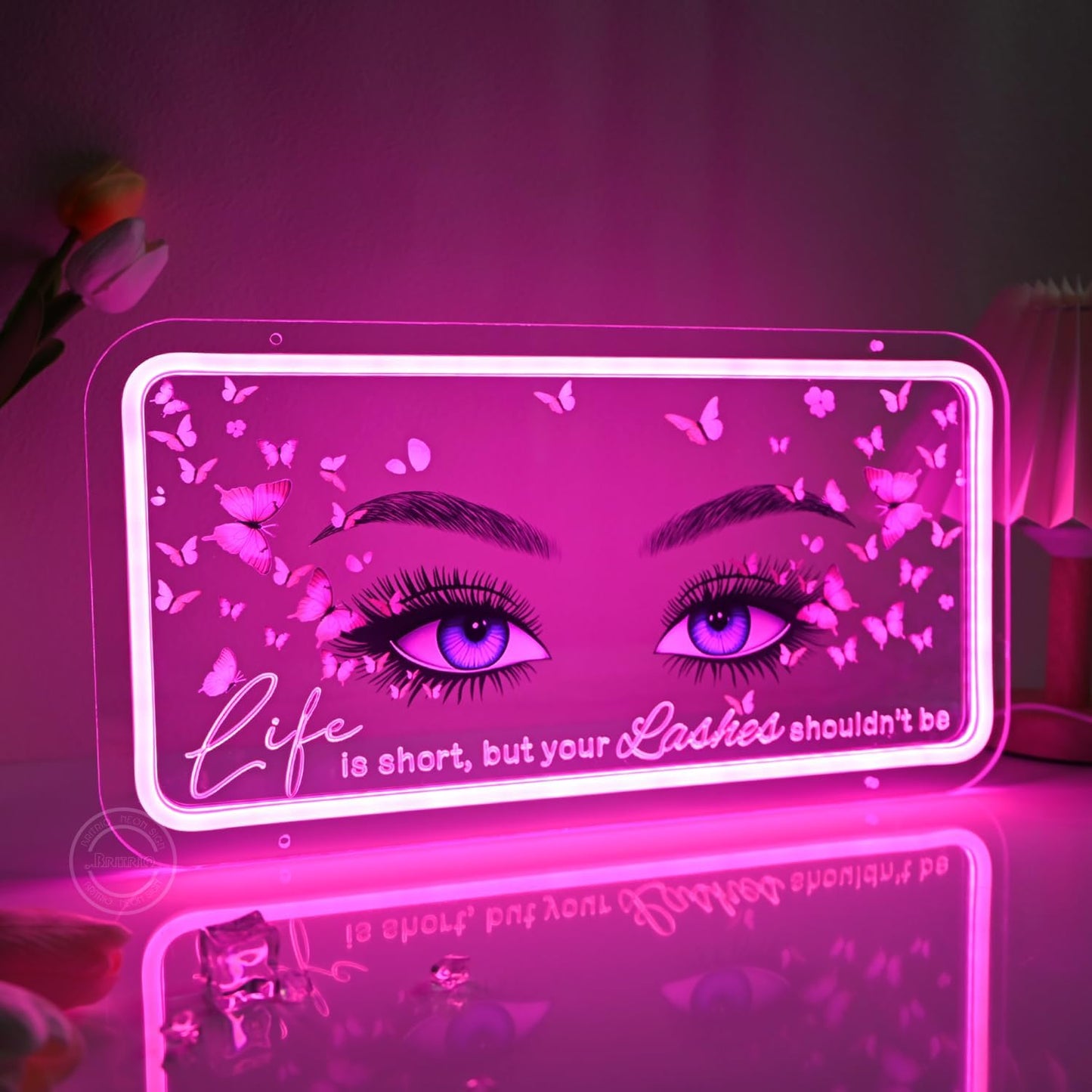 Letrero neón luces rosa para salón belleza logotipo tienda