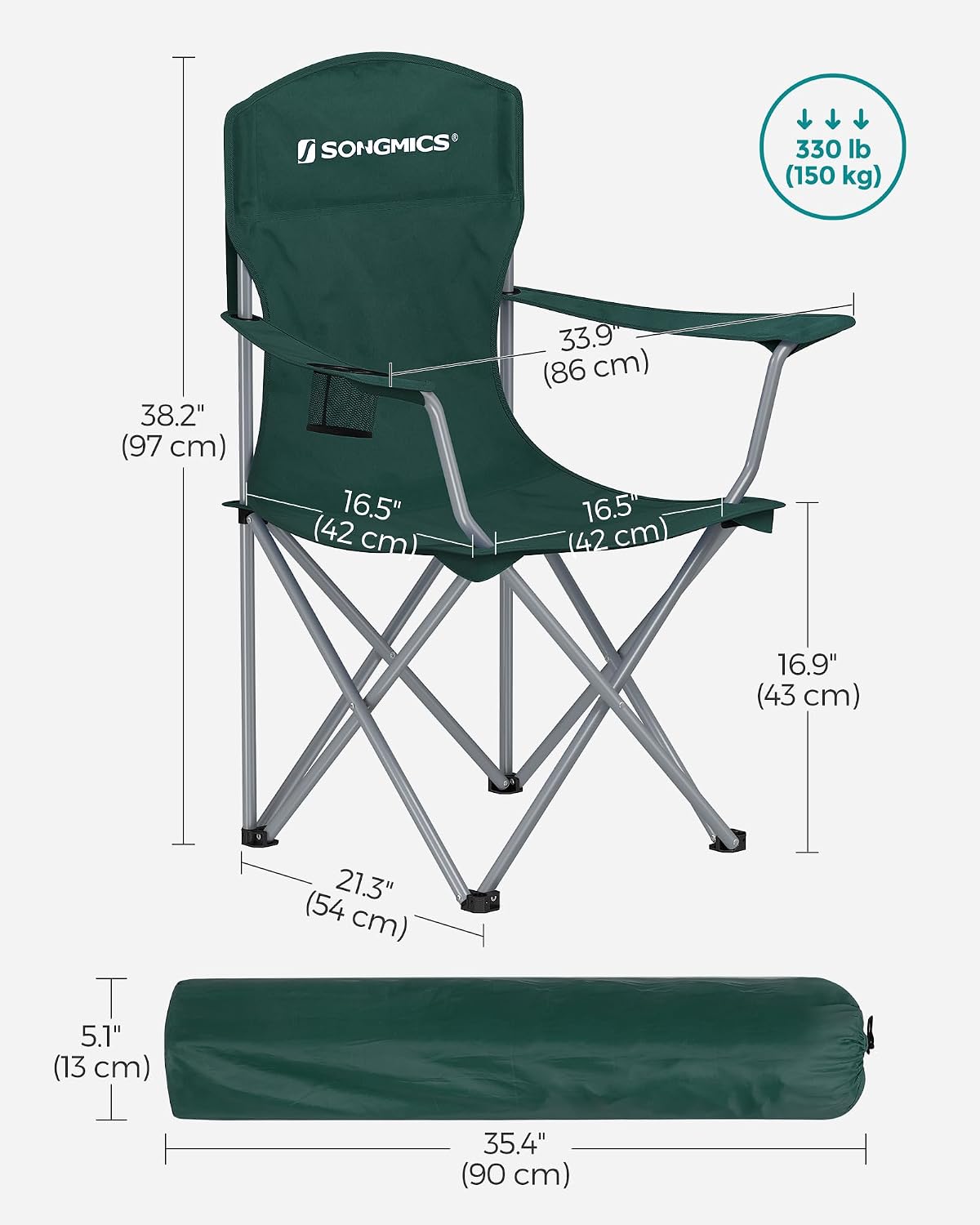 2 Sillas plegables campamento estructura resistente verde