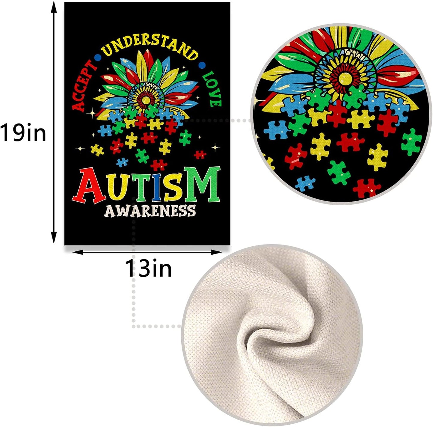 Bandera jardín conciencia autismo amor abril doble cara