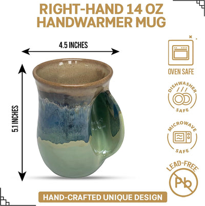 Taza calentadora manos 14oz para diestros color azul