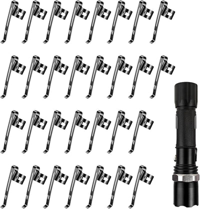 30 Clips Repuesto Linterna Metal Negro Portátiles
