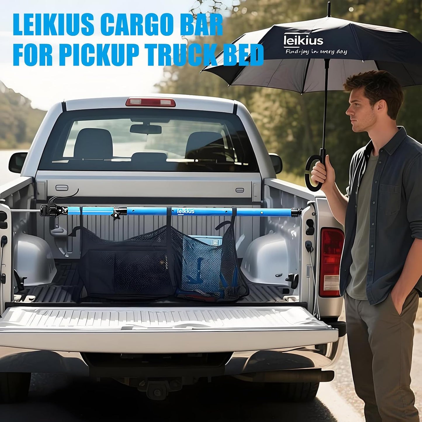 Barra carga ajustable 79" divisor camioneta antiderrap