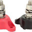 Bloque unión acero inox 1/2pulg perno único rojo negro