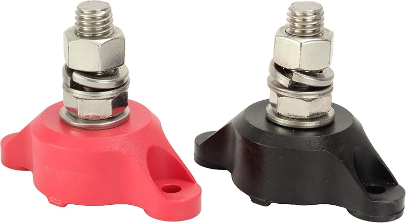 Bloque unión acero inox 1/2pulg perno único rojo negro